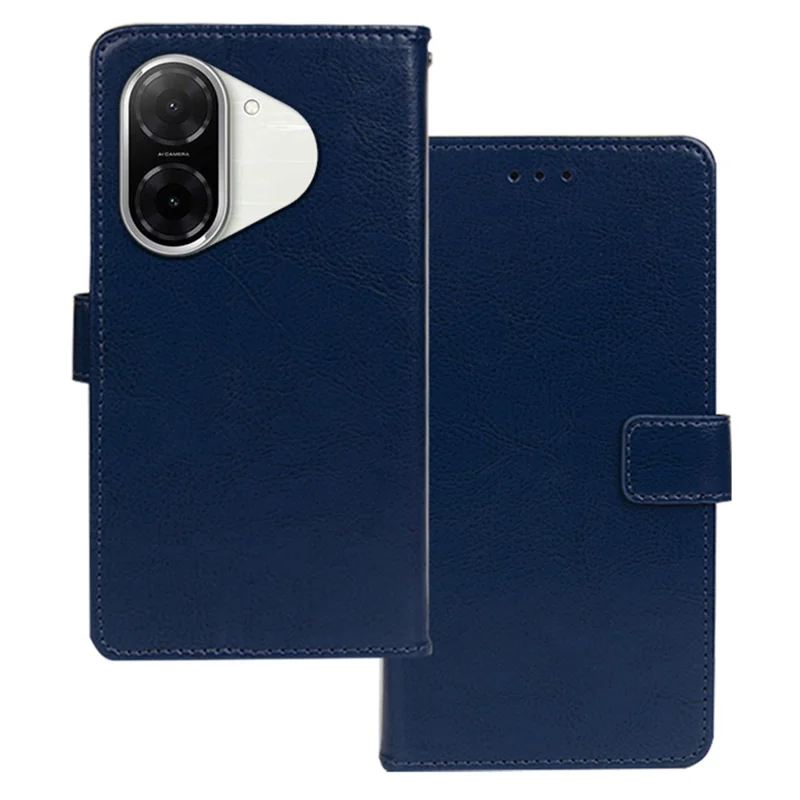 IDEWEI Per Xiaomi Redmi A5 4G (171,7mm) / Poco C71 4G Cover Portafoglio in Pelle per Telefono Texture Cavallo Pazzo - Blu