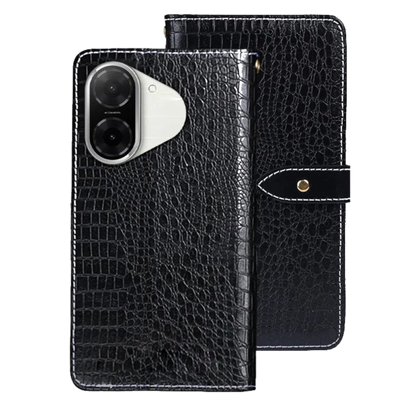 IDEWEI For Xiaomi Redmi A5 4G (171.7mm)  /  Poco C71 4G Case Crocodile Texture PU Leather Flip Phone Cover - Black
