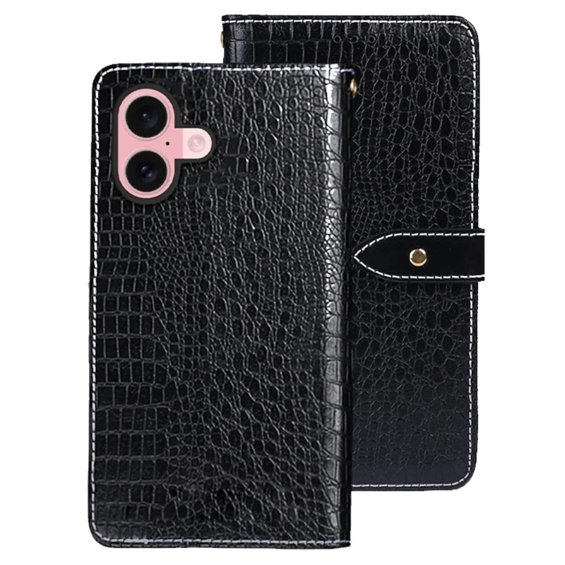 IDEWEI Per Cover iPhone 17 con Texture di Coccodrillo in Pelle PU Flip - Nero