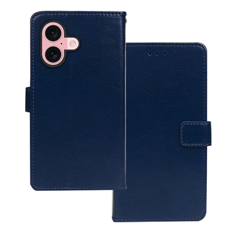 IDEWEI Brieftasche Handyhülle aus Leder für iPhone 17 mit Crazy Horse Textur - Blau