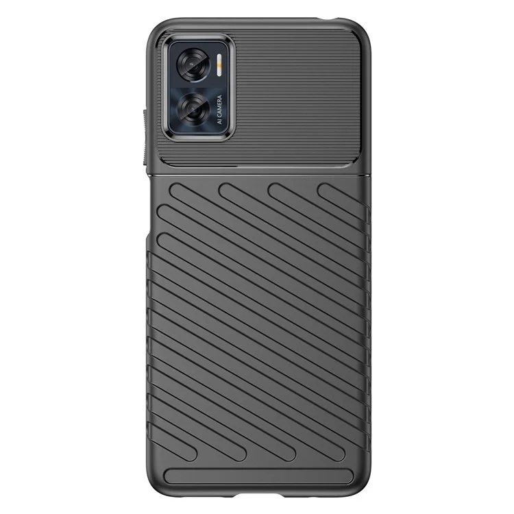 Per Motorola Moto E22 4G / E22i 4G Thunderserie Twill Texture Cover per telefono Anti-impronte digitali Resistente ai graffi Custodia TPU rinforzata - Nero