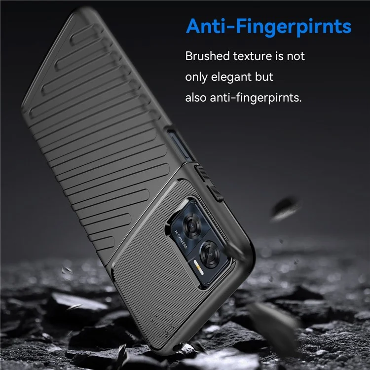 Per Motorola Moto E22 4G / E22i 4G Thunderserie Twill Texture Cover per telefono Anti-impronte digitali Resistente ai graffi Custodia TPU rinforzata - Nero