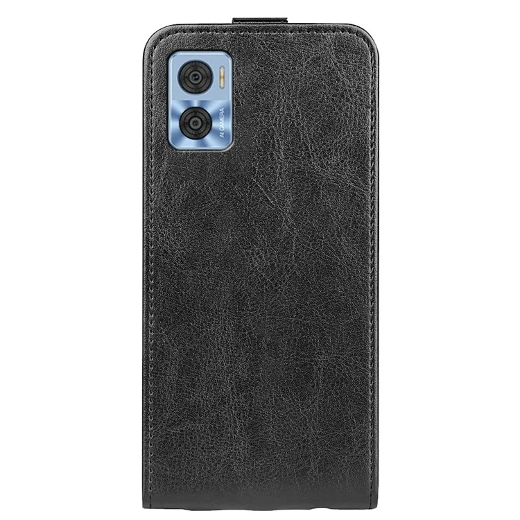 Per Motorola Moto E22 4G / Moto E22i 4G Custodia Cover Telefono Verticale a Ribalta Texture Crazy Horse in PU Pelle Antiurto con Slot per Schede - Nero