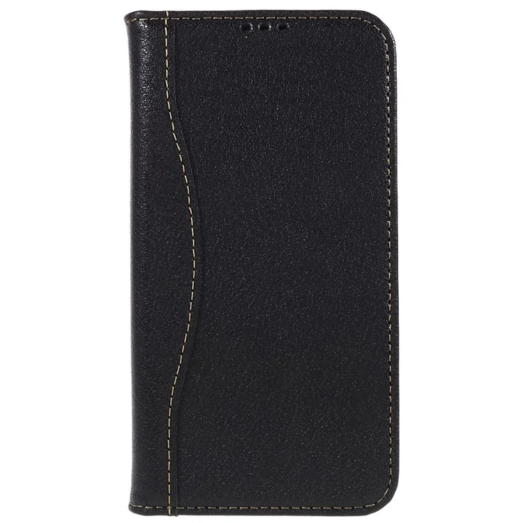 Fierre Shann Drop-proof-hülle Für Iphone 14, Top-layer-kuhspur-leder Magnetisch Auto Schließung Telefon Brieftasche Abdeckung - Schwarz