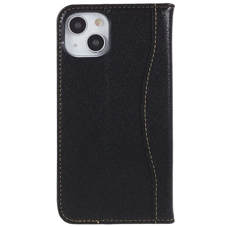Fierre Shann Full Protection Case Pour Iphone 14 Plus, Magnétique Auto Closer Top Couche Couvre-support Pliable en Cuir en Cuir Avec Portefeuille Avec Portefeuille - le Noir