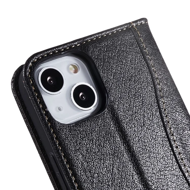 Fierre Shann Full Protection Case Pour Iphone 14 Plus, Magnétique Auto Closer Top Couche Couvre-support Pliable en Cuir en Cuir Avec Portefeuille Avec Portefeuille - le Noir