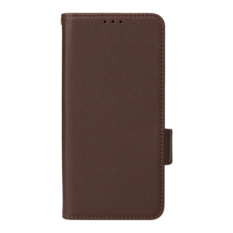 Funda para Oppo A5x 5G / 4G con Correa de Muñeca, Textura de Cuero Tipo Grano de Lichi, Cartera Protectora para Móvil - Marrón