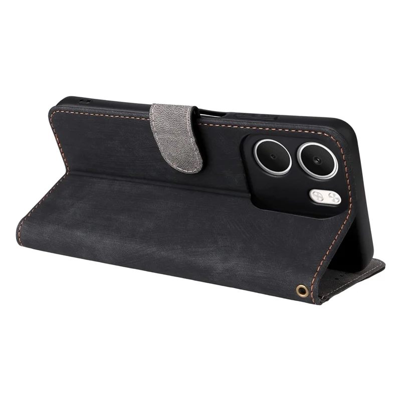 For Oppo A5x 5G  /  4G Case Wallet RFID Blocking PU Leather Phone Cover Stand with Strap - Black