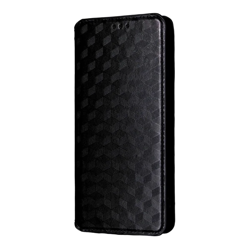 For Oppo A5x 5G  /  4G Case Wallet Rhombus Imprinted Leather Phone Cover - Black