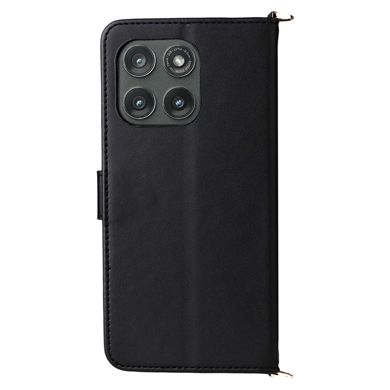 Pour Motorola Edge (2025) 5G / Edge (Génération 6) Étui avec Bandoulière / Dragonne en Cuir Support Portefeuille pour Téléphone - Noir
