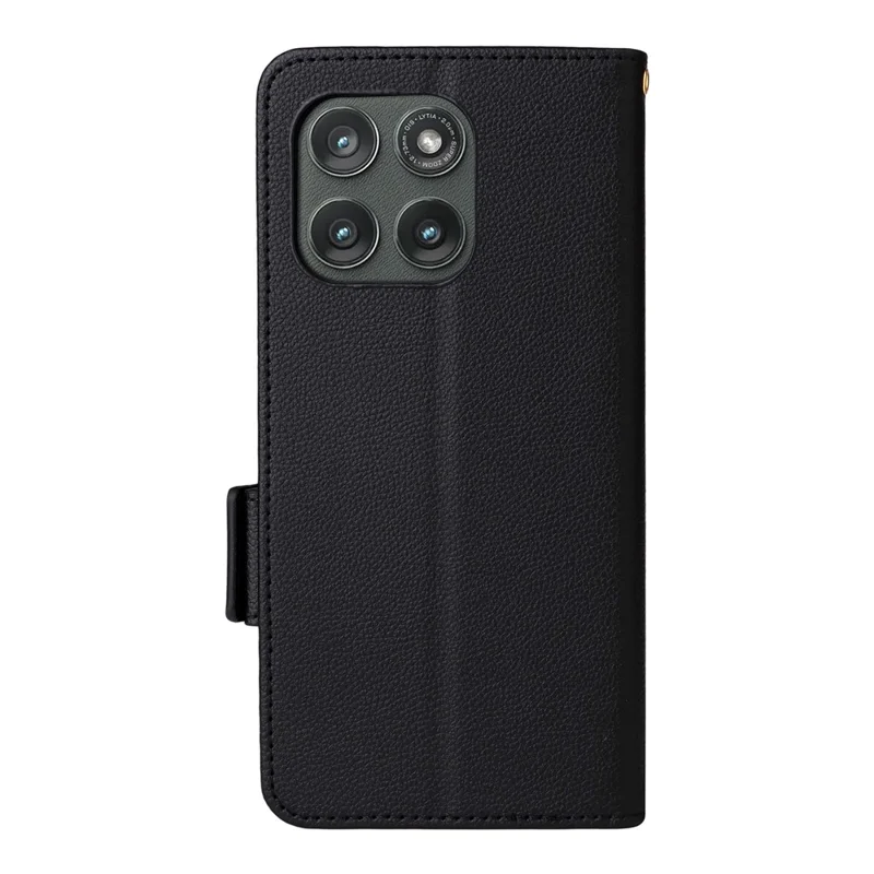 Für Motorola Edge (2025) 5G / Edge (Gen 6) Hülle mit Handschlaufe Litschitextur PU-Leder Wallet Handyhülle - Schwarz
