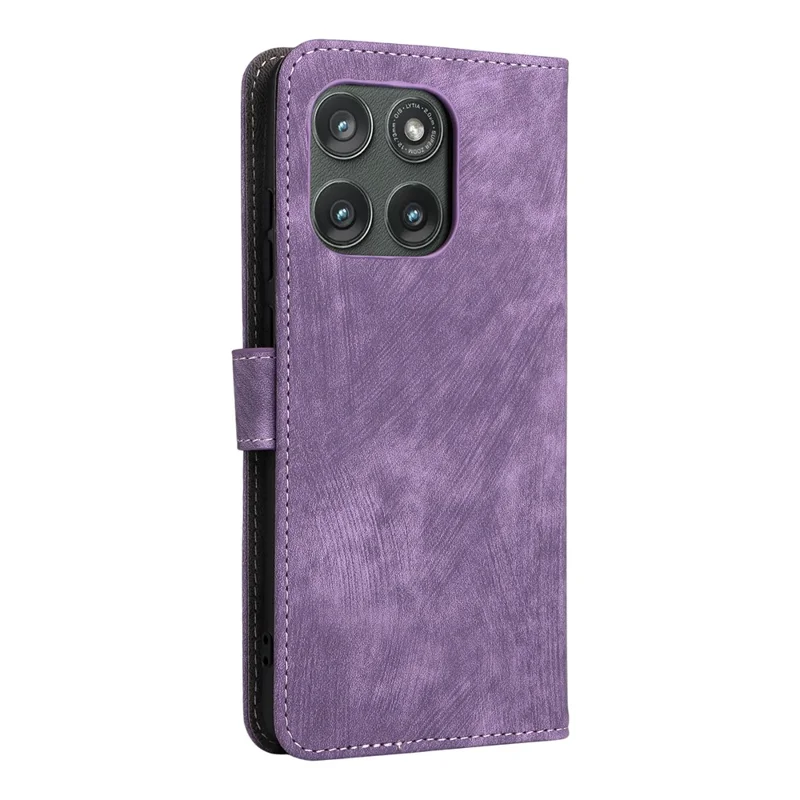 Чехол-кошелек для Motorola Edge (2025) 5G / Edge (Gen 6) с блокировкой RFID, из искусственной кожи, с подставкой и ремешком - Фиолетовый
