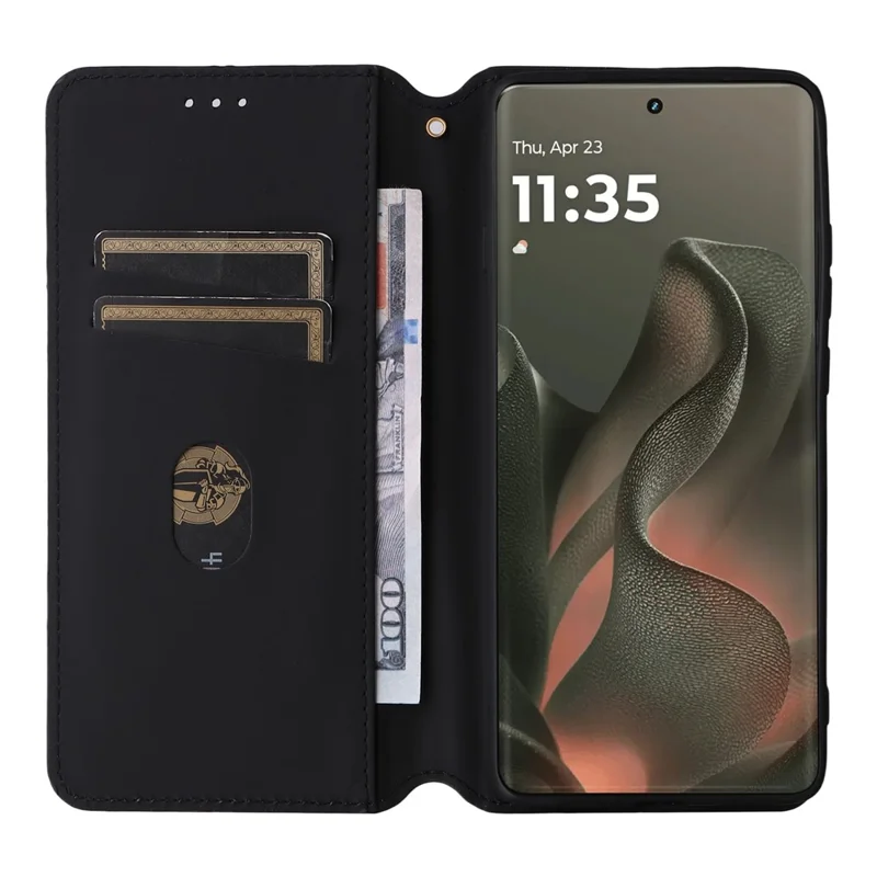 Pour Motorola Edge (2025) 5G / Edge (Génération 6) Étui Portefeuille en Cuir Imprimé Losange - Noir