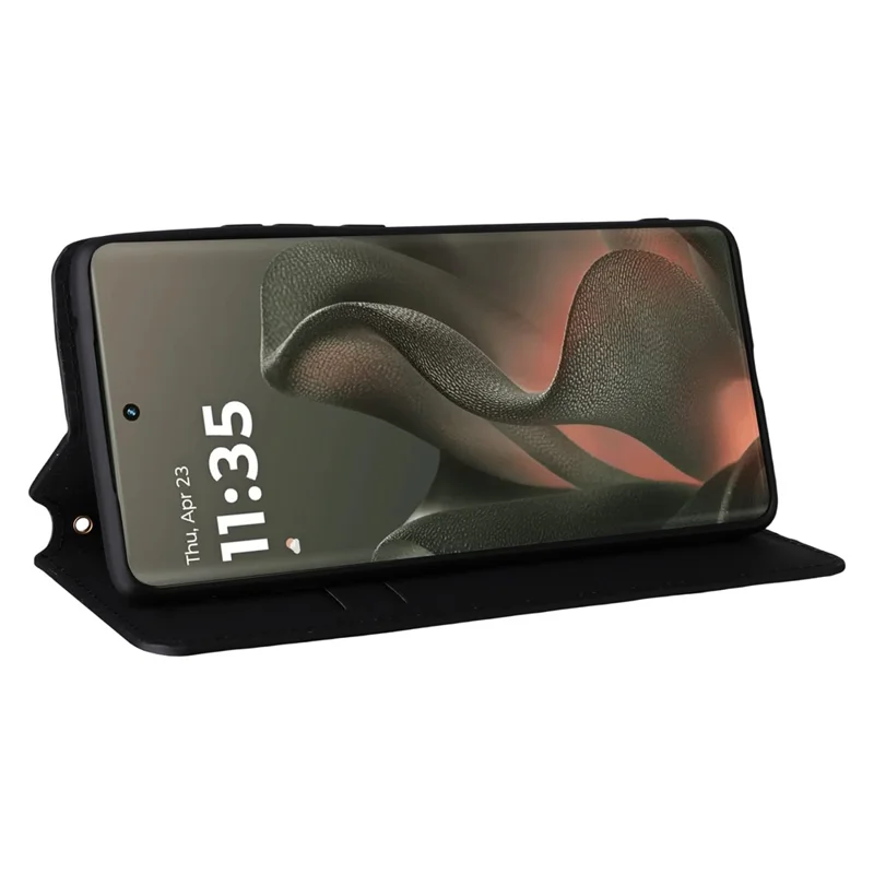 Pour Motorola Edge (2025) 5G / Edge (Génération 6) Étui Portefeuille en Cuir Imprimé Losange - Noir