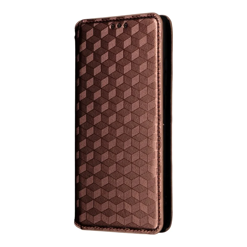 For Motorola Edge (2025) 5G  /  Edge (gen 6) Case Wallet Rhombus Imprinted Leather Phone Cover - Brown