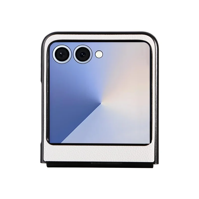 For Samsung Galaxy Z Flip7 5G Case Litchi Texture Leather + Hard PC Phone Cover - White