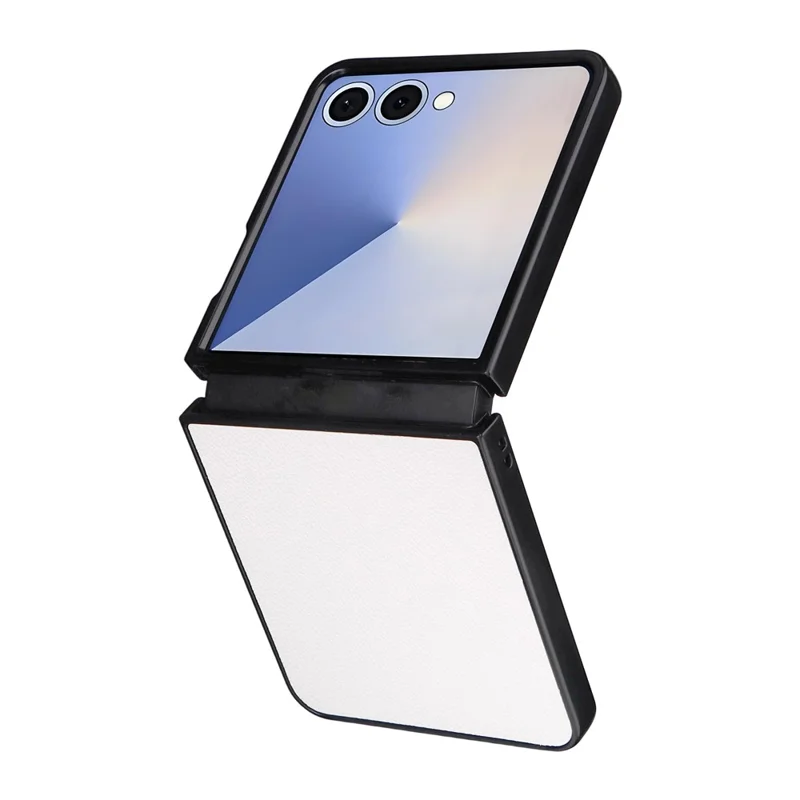 For Samsung Galaxy Z Flip7 5G Case Litchi Texture Leather + Hard PC Phone Cover - White