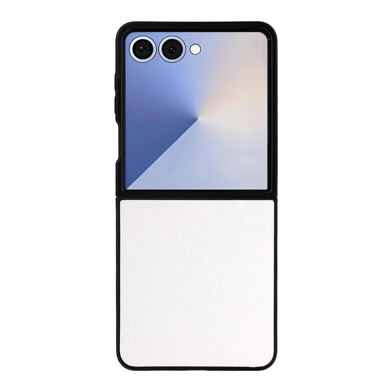 For Samsung Galaxy Z Flip7 5G Case Litchi Texture Leather + Hard PC Phone Cover - White
