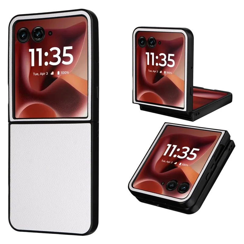 Für Motorola Razr 60 Ultra 5G Hülle Ledertextur + Harte PC Handyhülle - Weiß