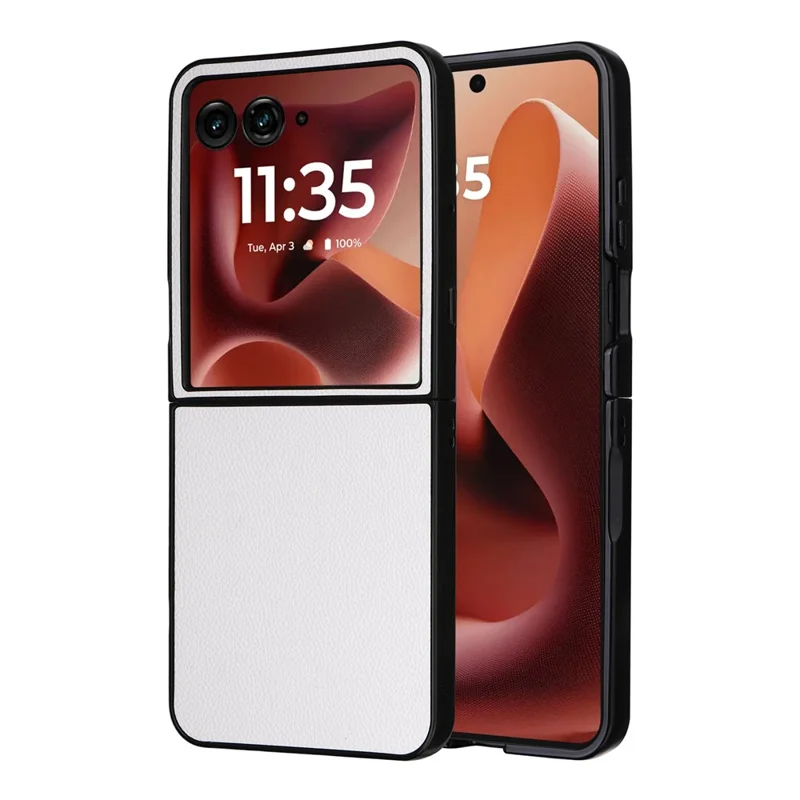 Für Motorola Razr 60 Ultra 5G Hülle Ledertextur + Harte PC Handyhülle - Weiß