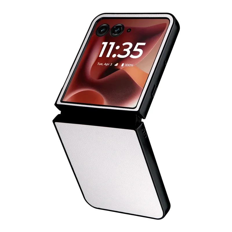 Für Motorola Razr 60 Ultra 5G Hülle Ledertextur + Harte PC Handyhülle - Weiß