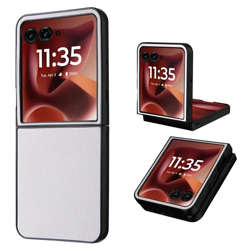 Para Motorola Razr 60 Ultra 5G Capa Couro PU Duro PC Capa Protetora de Telefone - Branco