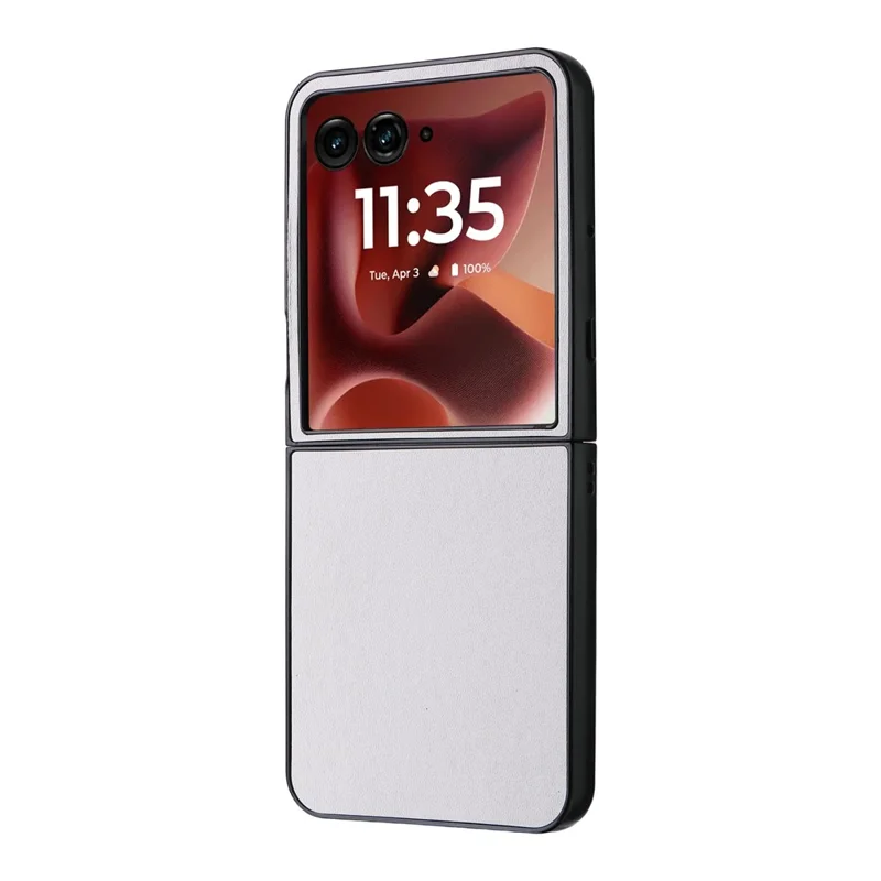 Para Motorola Razr 60 Ultra 5G Capa Couro PU Duro PC Capa Protetora de Telefone - Branco