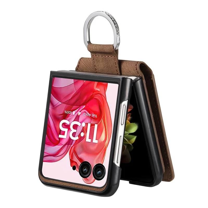 For Motorola Razr 50 Ultra 5G Case Card Holder Kickstand Retro Texture Leather Back Cover - Brown