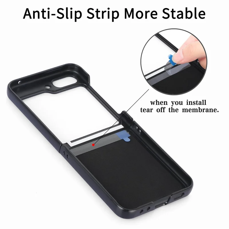 For Samsung Galaxy Z Flip5 5G Case Card Holder Kickstand Retro Texture Leather Back Cover - Black