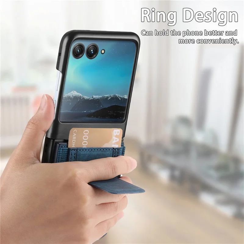 Per Motorola Razr 40 Ultra 5G Custodia Supporto Retro Custodia in Pelle con Porta Carte - Blu