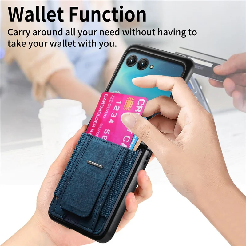 Per Motorola Razr 40 Ultra 5G Custodia Supporto Retro Custodia in Pelle con Porta Carte - Blu