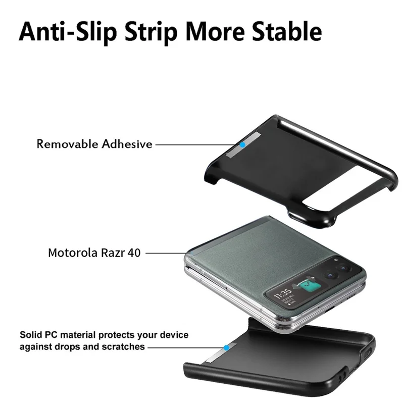 For Motorola Razr 40 5G Case Kickstand Retro Leather Back Cover with Card Holder - Black