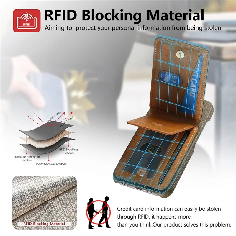 For Google Pixel 10 Pro XL  /  9 Pro XL Case with Mirror Card Holder RFID Blocking Litchi Texture PU PC Phone Back Cover - Midnight Green