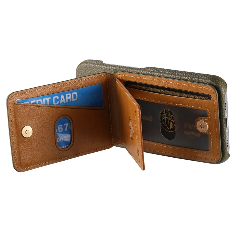 For Google Pixel 10 Pro XL  /  9 Pro XL Case with Mirror Card Holder RFID Blocking Litchi Texture PU PC Phone Back Cover - Midnight Green