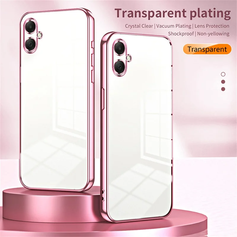 For Samsung Galaxy A07 4G Case Electroplating Frame Soft TPU Phone Cover - Pink