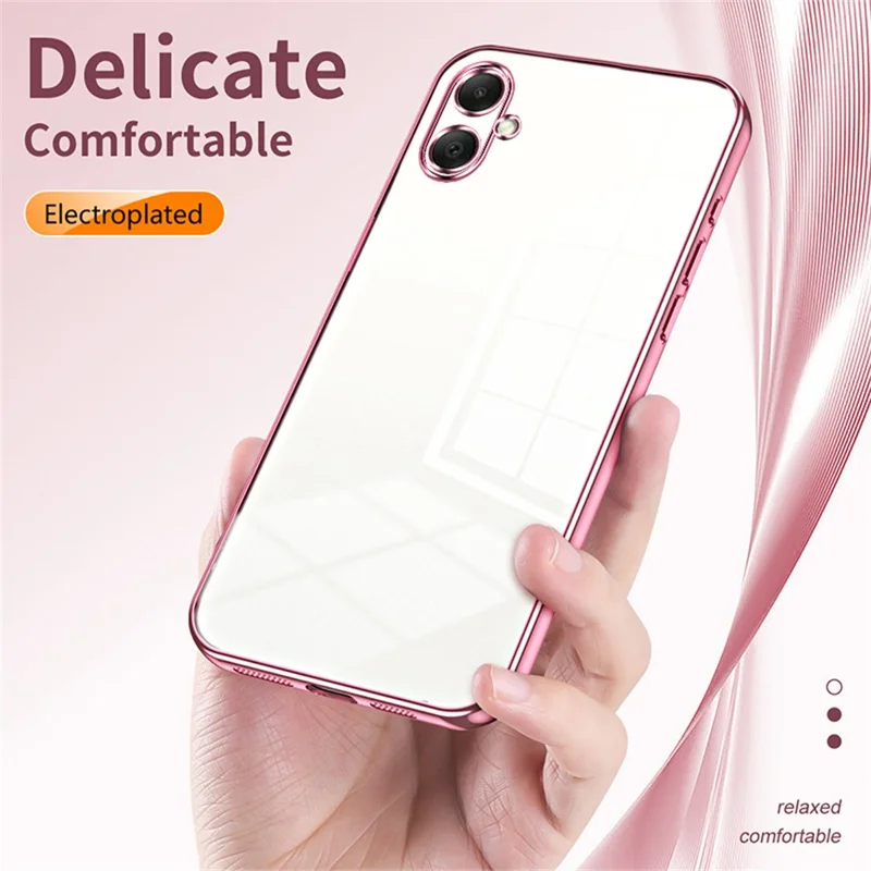For Samsung Galaxy A07 4G Case Electroplating Frame Soft TPU Phone Cover - Pink