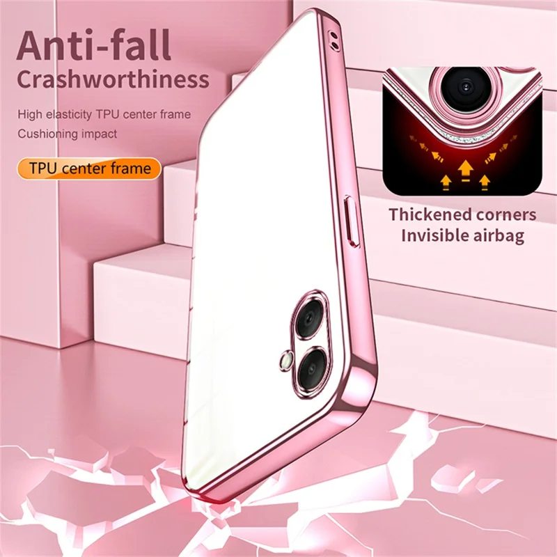For Samsung Galaxy A07 4G Case Electroplating Frame Soft TPU Phone Cover - Pink