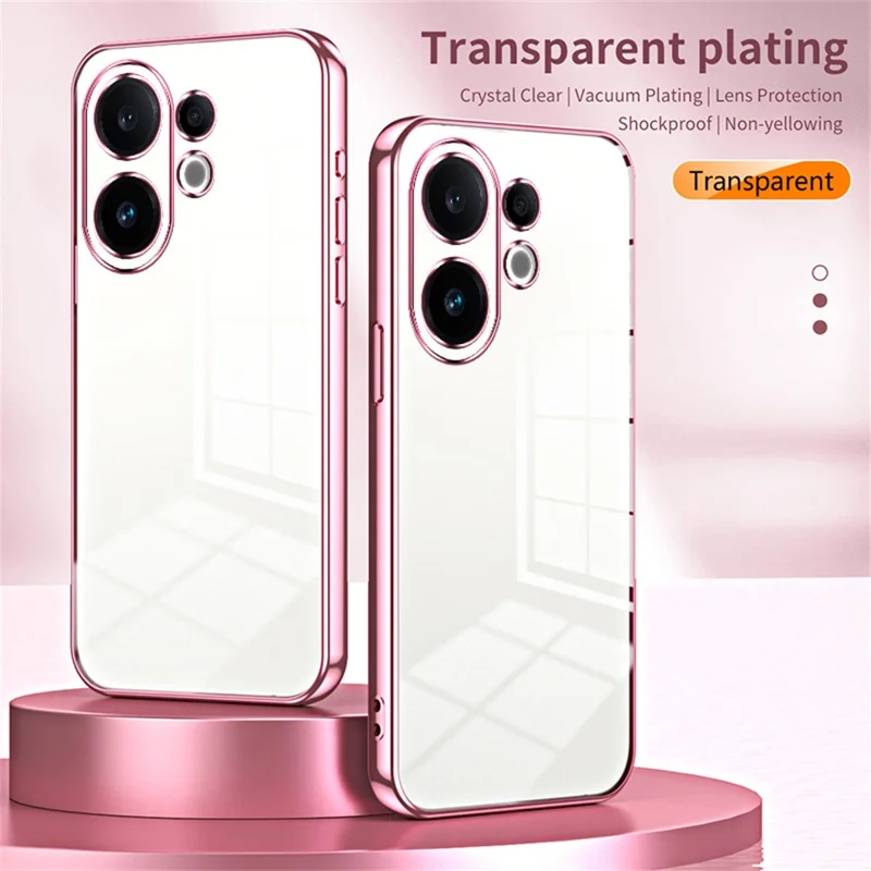 For vivo S30 5G Case Electroplating Frame Soft TPU Phone Cover - Pink