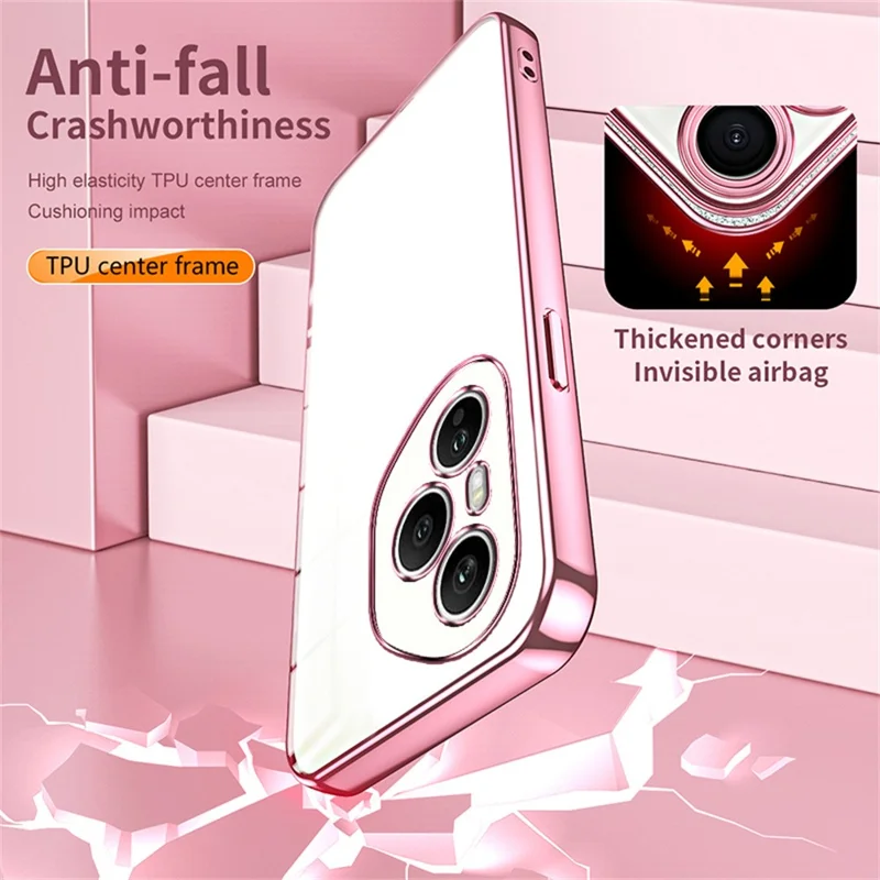 For Honor 400 Pro 5G (Global) Case Electroplating Frame Soft TPU Phone Cover - Pink