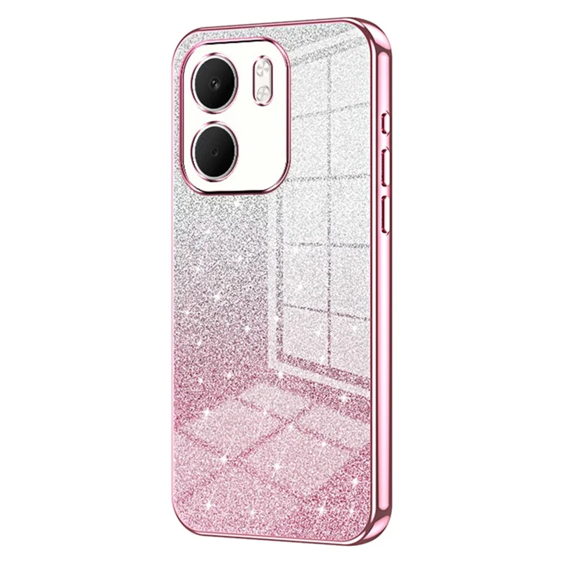 For Oppo A5x 5G Case Electroplating Gradient Glitter TPU Phone Cover - Pink
