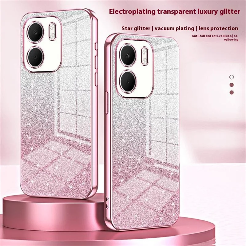 For Oppo A5x 5G Case Electroplating Gradient Glitter TPU Phone Cover - Pink