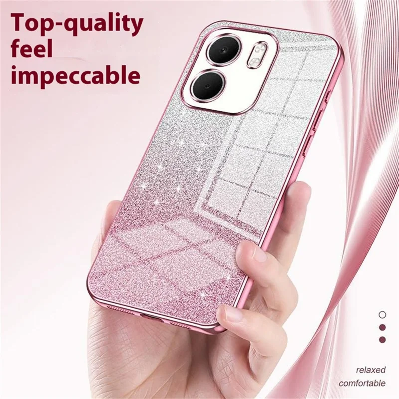 For Oppo A5x 5G Case Electroplating Gradient Glitter TPU Phone Cover - Pink