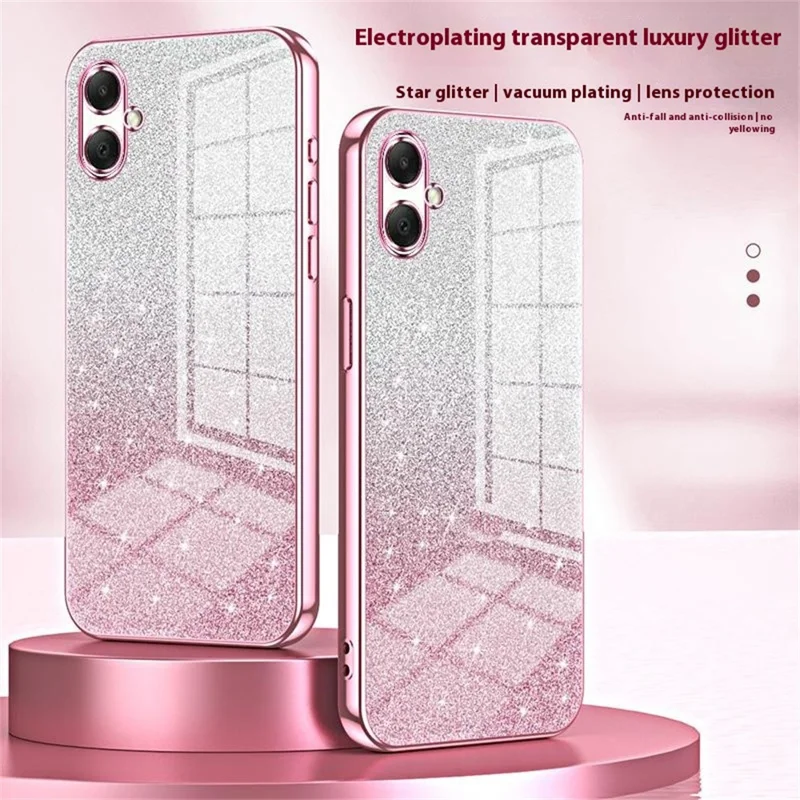 For Samsung Galaxy A07 4G Case Electroplating Gradient Glitter TPU Phone Cover - Pink