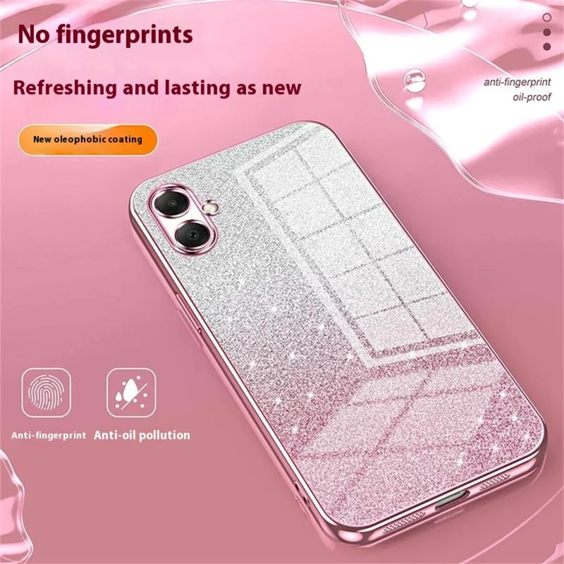 For Samsung Galaxy A07 4G Case Electroplating Gradient Glitter TPU Phone Cover - Pink
