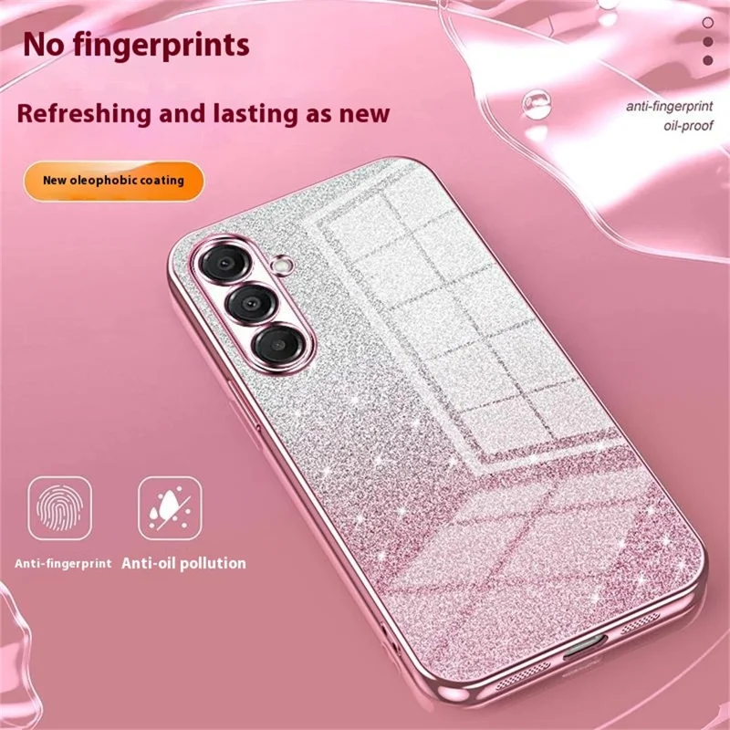 Étui pour Samsung Galaxy A17 Revêtement électrolytique Dégradé Paillettes TPU - Rose