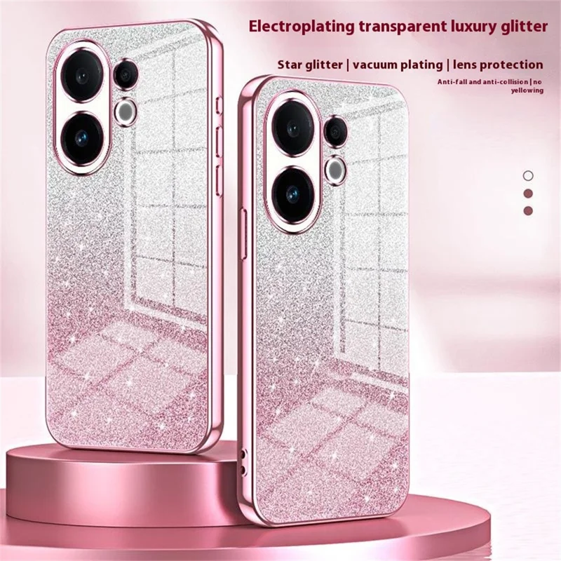 For vivo S30 5G Case Electroplating Gradient Glitter TPU Phone Cover - Pink