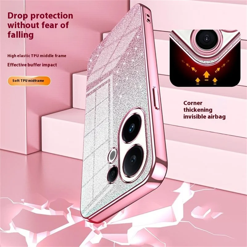 For vivo S30 5G Case Electroplating Gradient Glitter TPU Phone Cover - Pink