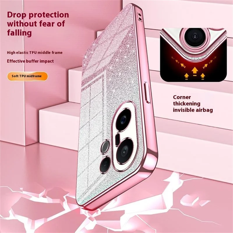 Étui Electroplaqué Gradient Scintillant en TPU pour vivo S30 Pro mini 5G - Rose