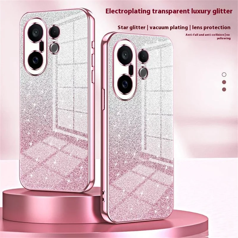 For vivo S30 Pro mini 5G Case Electroplating Gradient Glitter TPU Phone Cover - Gold