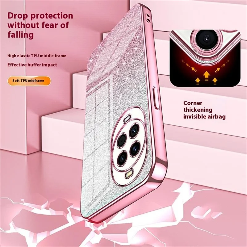 For Huawei nova 14 5G Case Electroplating Gradient Glitter TPU Phone Cover - Gold